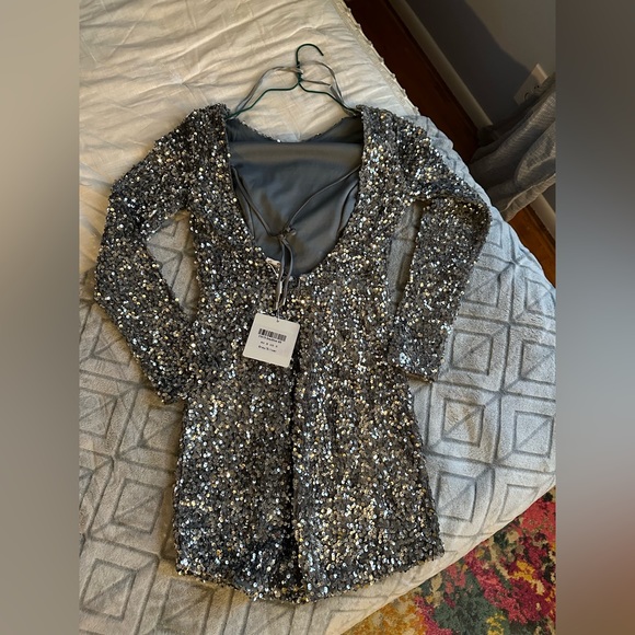 Selfie Leslie silver sequin dress. Perfect for NYE or bachelorette! - Picture 3 of 5